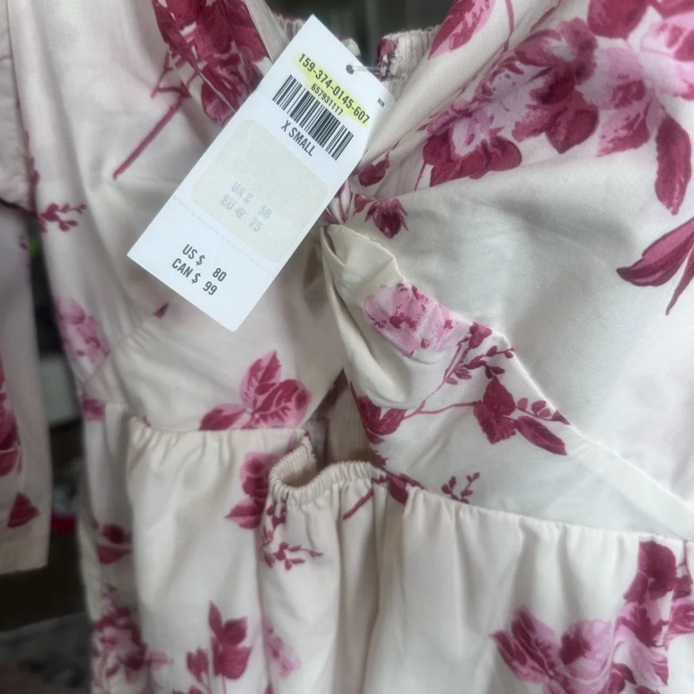 Abercrombie & Fitch White Mini Dress with Pink Floral Print - Picture 4 of 4